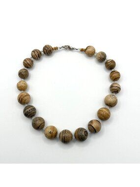 925 Silver Natural Picture Jasper Necklace